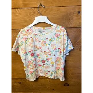 Ariat Rose Garden Floral Paisley Print Oversized Fit Tee Shirt Women's M Western